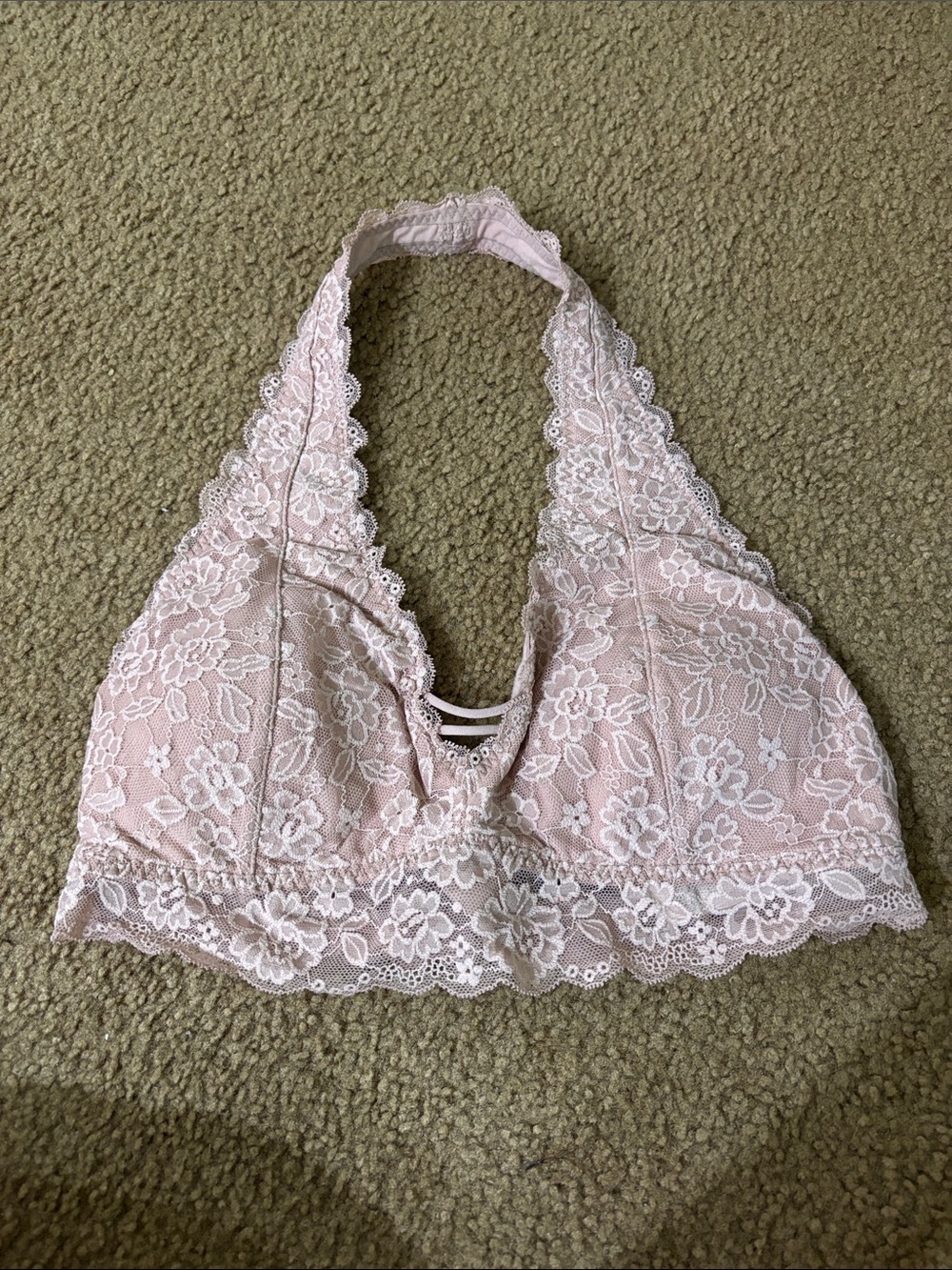 Gilly Hicks Lace Halter Bralette in Blush Pink